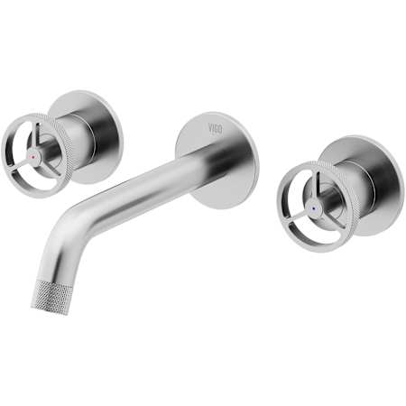 Vigo Cass 1.2 GPM 3" Double Handle Wall Mounted Widespread Bathroom Faucet Brushed Nickel