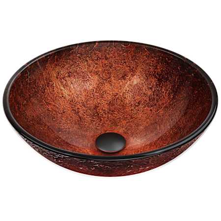 Vigo Giovanni 17" L x 17" W x 6" H Circular Glass Vessel Bathroom Sink Mahogany Moon