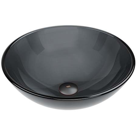 Vigo Giovanni 17" L x 17" W x 6" H Circular Glass Vessel Bathroom Sink Sheer Black