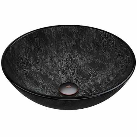 Vigo Giovanni 17" L x 17" W x 6" H Circular Glass Vessel Bathroom Sink Gray Onyx
