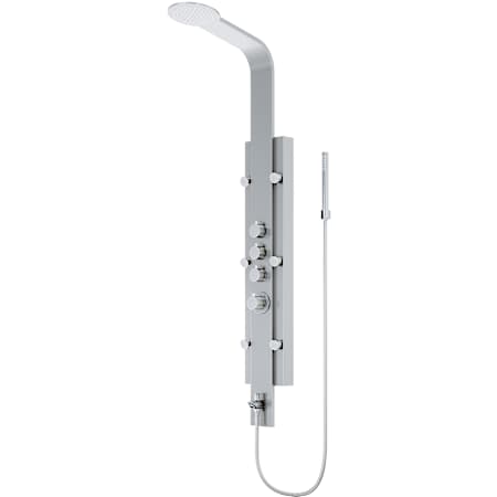 Vigo Mateo 60" H 6-Jet Thermostatic Shower Panel with Shower Head, Hand Shower, Body Sprays, Shower Arm, Hose, and Valve Trim Stainless Steel