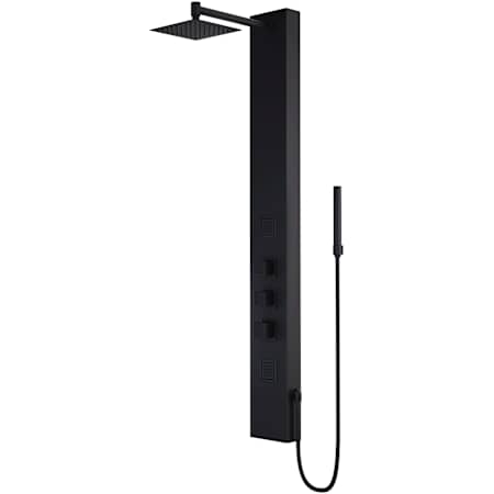 Vigo Rector 55" H 2-Jet Thermostatic Shower Panel with Shower Head, Hand Shower, Body Sprays, Shower Arm, Hose, and Valve Trim Matte Black