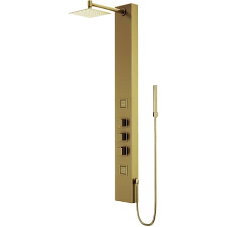 Vigo Rector 55" H 2-Jet Thermostatic Shower Panel with Shower Head, Hand Shower, Body Sprays, Shower Arm, Hose, and Valve Trim Matte Brushed Gold