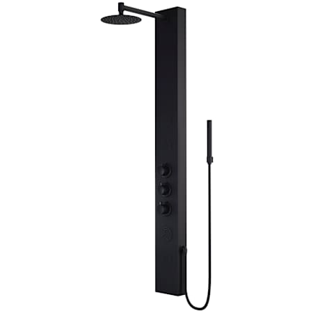 Vigo Ellington 59" H 4-Jet Thermostatic Shower Panel with Shower Head, Hand Shower, Body Sprays, Shower Arm, Hose, and Valve Trim Matte Black