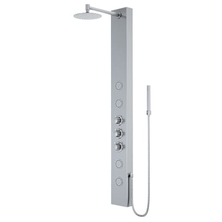 Vigo Ellington 59" H 4-Jet Thermostatic Shower Panel with Shower Head, Hand Shower, Body Sprays, Shower Arm, Hose, and Valve Trim Stainless Steel