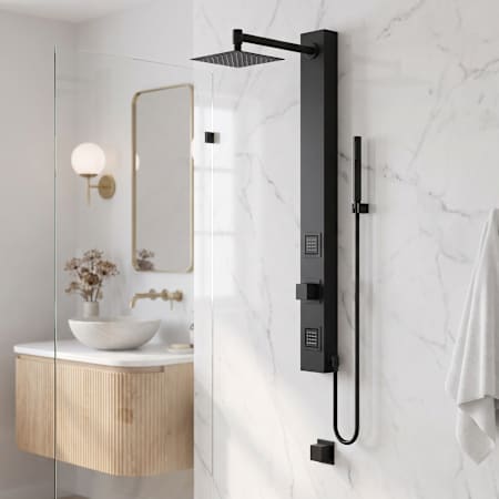 Vigo Orchid 39.375" H x 4" W 2-Jet Retrofit Shower with Shower Head, Hand Shower, Bodysprays, and Hose Matte Black