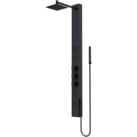 Vigo Sutton 58" H 4-Jet Thermostatic Shower Panel with Shower Head, Hand Shower, Body Sprays, and Hose Matte Black