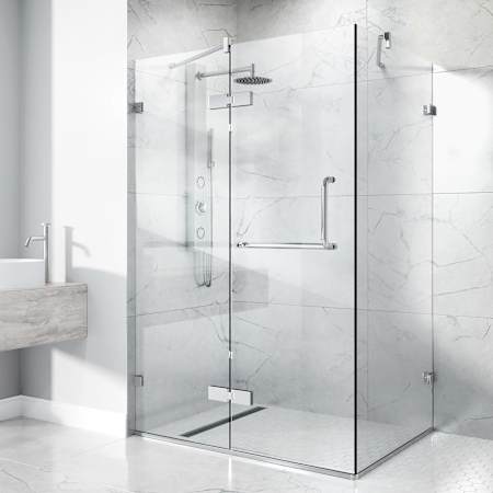Vigo Monteray 73" High x 38" Wide x 30" Deep Hinged Frameless Shower Enclosure with Clear Glass Chrome
