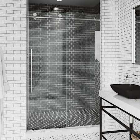 Vigo Elan E-Class 76" High x 48" Wide Sliding Frameless Shower Door with Clear Glass Chrome