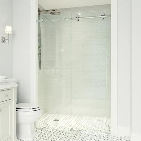 Vigo Elan E-Class 76" High x 72" Wide Sliding Frameless Shower Door with Clear Glass Chrome