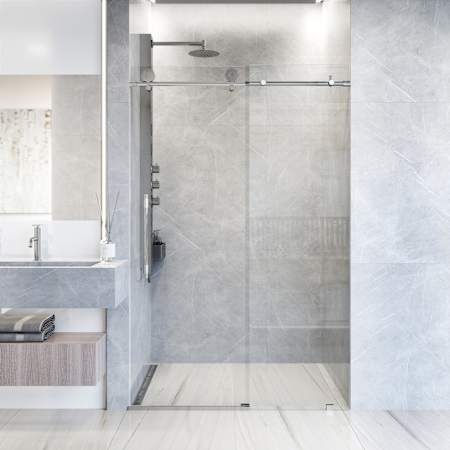 Vigo Elan Hart 76" High x 60" Wide Sliding Frameless Shower Door with Clear Glass Chrome