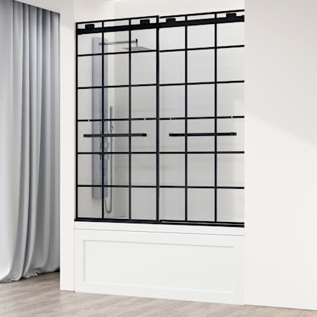Vigo Houston 66" High x 60" Wide Sliding Frameless Tub Door with Clear Glass Matte Black