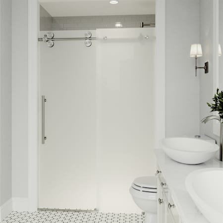 Vigo Elan 74" High x 60" Wide Sliding Frameless Shower Door with Frosted Glass Chrome