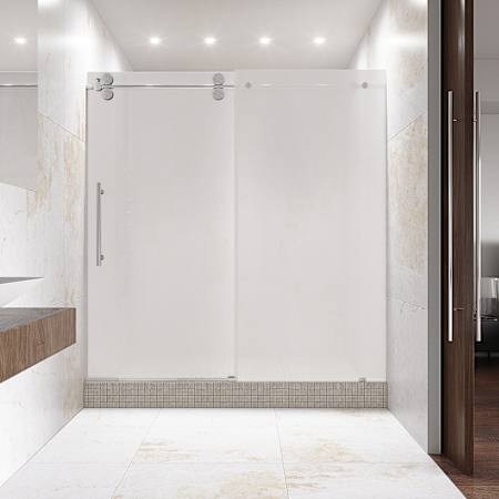 Vigo Elan 74" High x 60" Wide Sliding Frameless Shower Door with Frosted Glass Chrome