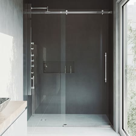 Vigo Luca 79" High x 60" Wide Sliding Frameless Shower Door with Clear Glass Chrome