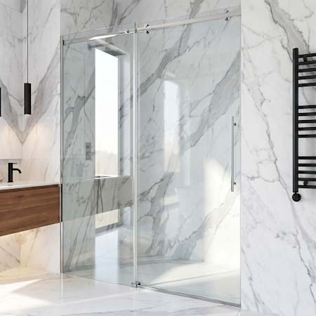 Vigo Luca 79" High x 60" Wide Sliding Frameless Shower Door with Clear Glass Chrome