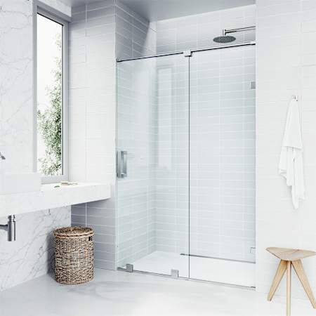 Vigo Ryland 73" High x 64" Wide Sliding Frameless Shower Door with Clear Glass Chrome
