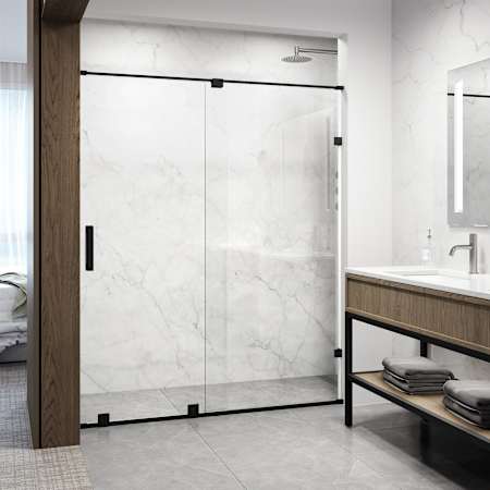 Vigo Ryland 73" High x 60" Wide Sliding Frameless Shower Door with Clear Glass Matte Black