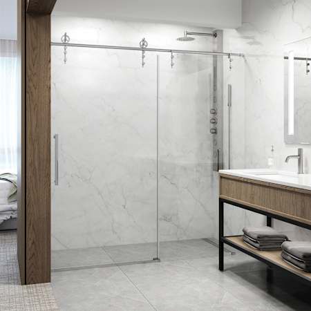 Vigo Hamilton 78" High x 60" Wide Sliding Frameless Shower Door with Clear Glass Chrome