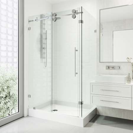 Vigo Winslow 80" High x 48" Wide x 36" Deep Sliding Frameless Shower Enclosure with Clear Glass Chrome