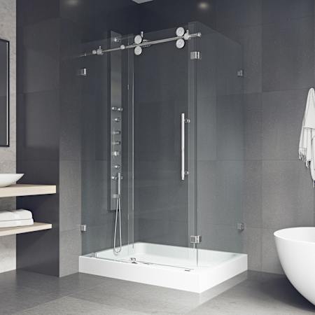 Vigo Winslow 80" High x 48" Wide x 36" Deep Sliding Frameless Shower Enclosure with Clear Glass Chrome
