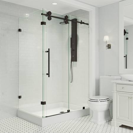 Vigo Winslow 80" High x 48" Wide x 36" Deep Sliding Frameless Shower Enclosure with Clear Glass Matte Black