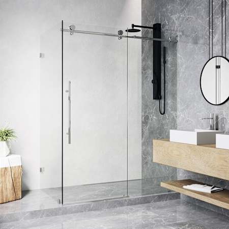 Vigo Elan E-Class 76" High x 46" Wide x 35" Deep Hinged Frameless Shower Enclosure with Clear Glass Chrome