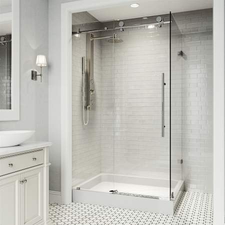 Vigo Elan E-Class 82" High x 48" Wide x 36" Deep Hinged Frameless Shower Enclosure with Clear Glass Chrome