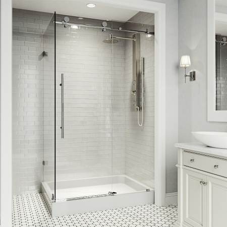 Vigo Elan E-Class 82" High x 48" Wide x 36" Deep Sliding Frameless Shower Enclosure with Clear Glass Chrome