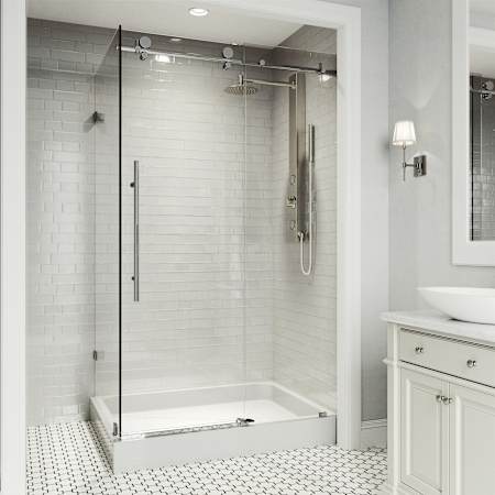 Vigo Elan E-Class 82" High x 48" Wide x 36" Deep Hinged Frameless Shower Enclosure with Clear Glass Chrome