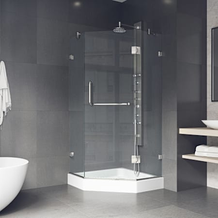 Vigo Piedmont 79" High x 36" Wide x 36" Deep Hinged Frameless Shower Enclosure with Clear Glass Brushed Nickel