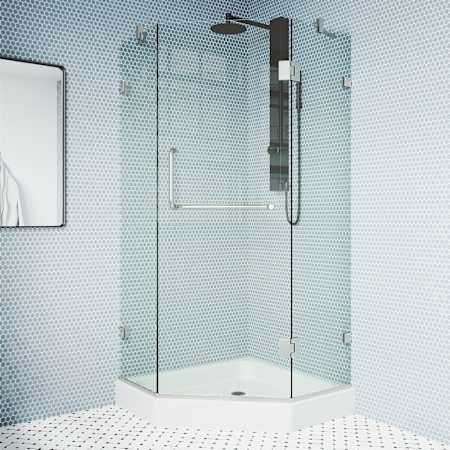 Vigo Piedmont 79" High x 40" Wide x 40" Deep Hinged Frameless Shower Enclosure with Clear Glass Brushed Nickel