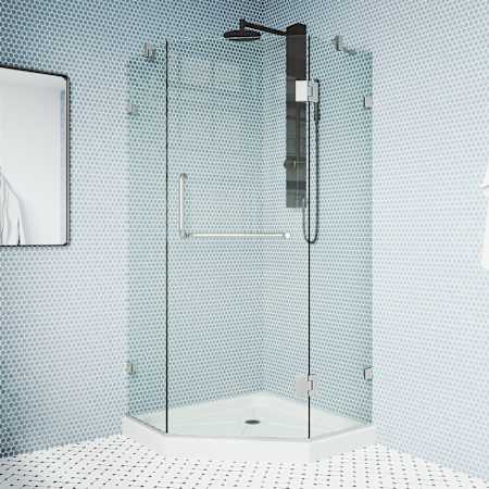 Vigo Piedmont 77" High x 40" Wide x 40" Deep Hinged Frameless Shower Enclosure with Clear Glass Brushed Nickel