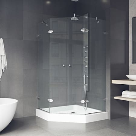 Vigo Gemini 79" High x 42" Wide x 42" Deep Hinged Frameless Shower Enclosure with Clear Glass Chrome