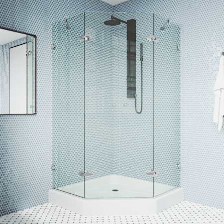 Vigo Gemini 79" High x 48" Wide x 48" Deep Hinged Frameless Shower Enclosure with Clear Glass Chrome
