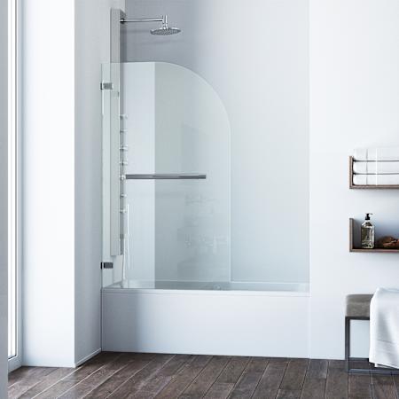 Vigo Orion 58" High x 34" Wide Hinged Frameless Tub Door with Clear Glass Chrome