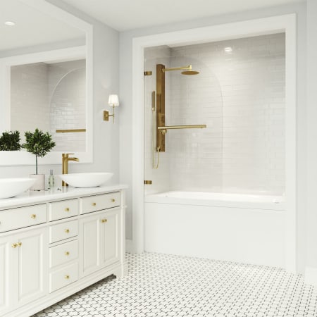 Vigo Orion 58" High x 34" Wide Hinged Frameless Tub Door with Clear Glass Clear / Matte Brushed Gold