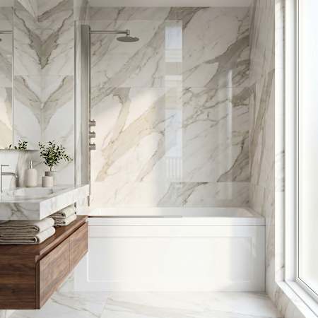 Vigo Zenith 62" High x 34" Wide Shower Screen Semi Frameless Tub Door with Clear Glass Chrome