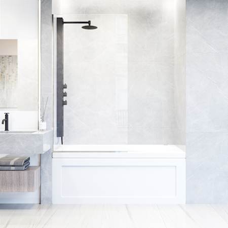 Vigo Zenith 62" High x 34" Wide Shower Screen Semi Frameless Tub Door with Clear Glass Chrome