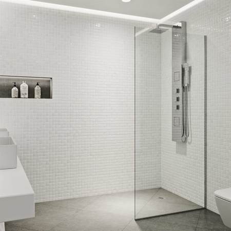 Vigo Zenith 74" High x 34-1/8" Wide Shower Screen Frameless Shower Door with Clear and Tinted Glass Chrome