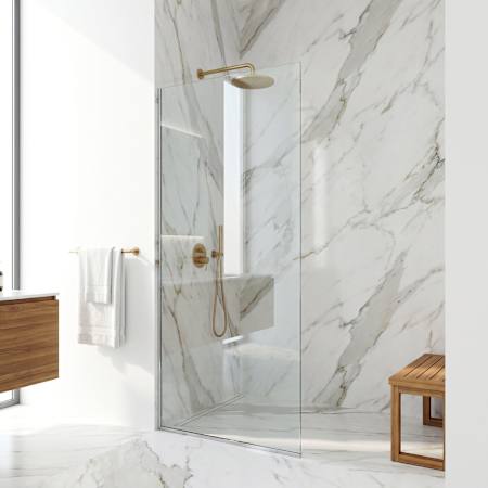 Vigo Zenith 74" High x 34-1/8" Wide Shower Screen Frameless Shower Door with Clear and Tinted Glass Chrome