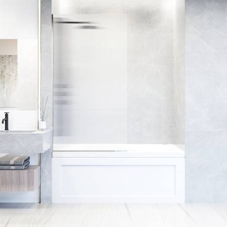 Vigo Zenith 62" High x 34" Wide Shower Screen Semi Frameless Tub Door with Fluted Glass Chrome
