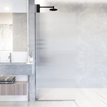 Vigo Zenith 74" High x 34" Wide Shower Screen Semi Frameless Shower Door with Fluted Glass Chrome