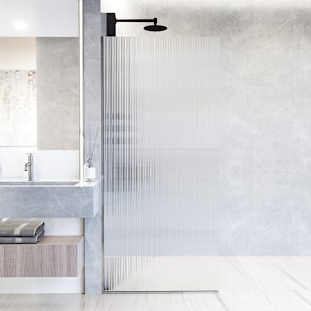 Vigo Zenith 74" High x 34" Wide Shower Screen Semi Frameless Shower Door with Fluted Glass Chrome