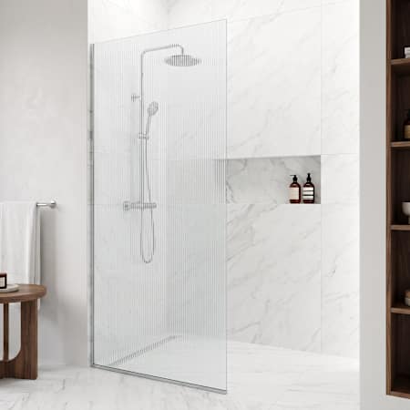 Vigo Zenith 74" High x 34" Wide Shower Screen Semi Frameless Shower Door with Fluted Glass Chrome