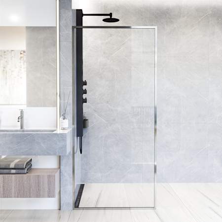 Vigo Meridian 74" High x 34" Wide Shower Screen Framed Shower Door with Clear Glass Chrome