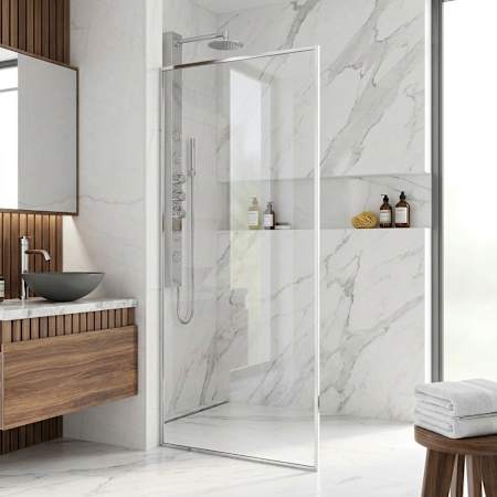Vigo Meridian 74" High x 34" Wide Shower Screen Framed Shower Door with Clear Glass Chrome