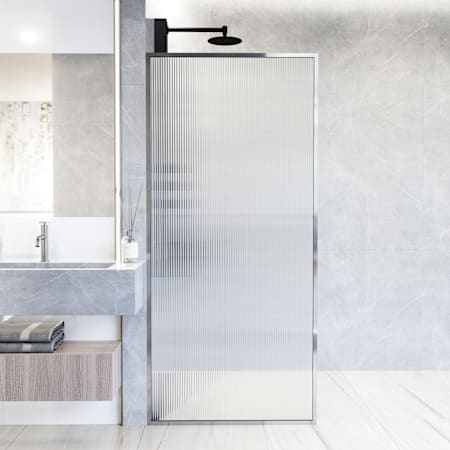 Vigo Meridian 74" High x 34" Wide Shower Screen Framed Shower Door with Fluted Glass Chrome