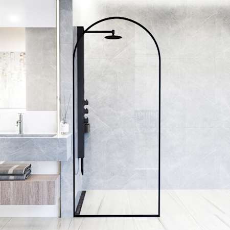 Vigo Arden 78" High x 34" Wide Shower Screen Framed Shower Door with Clear Glass Matte Black