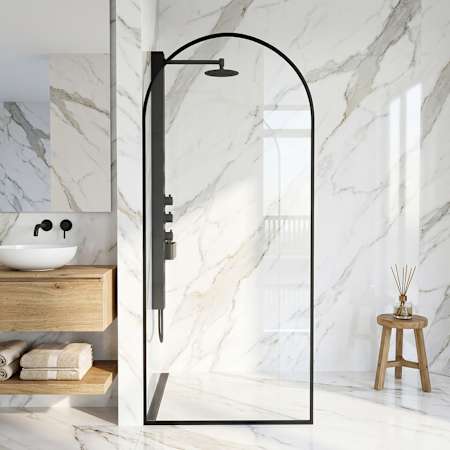 Vigo Arden 78" High x 34" Wide Shower Screen Framed Shower Door with Clear Glass Matte Black